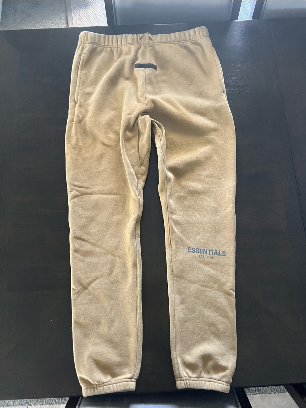 ESSENTIALS Men’s Beige Sweatpants Solid Logo Drawstring Pockets Regular M